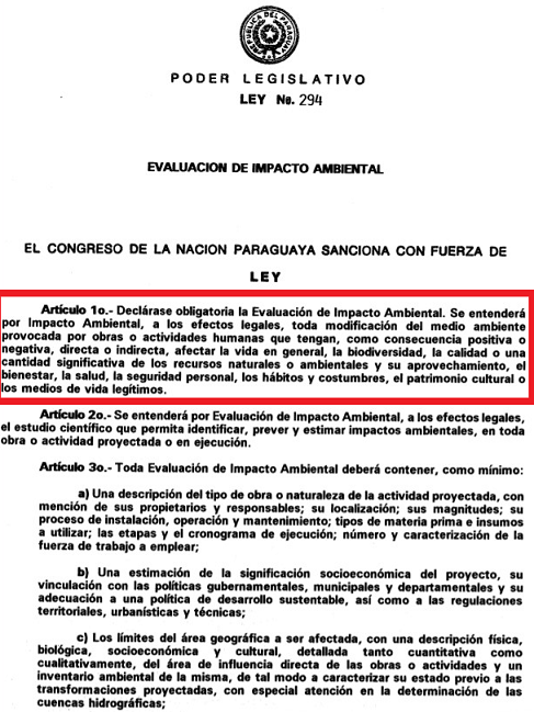 Art 1 Obligatoriedad del estudio de impacto ambiental